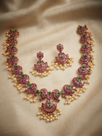 Fan Motif Kundan Necklace Set