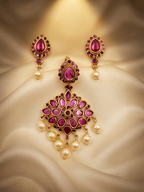 Floral Pendant Set with Pearl Drops