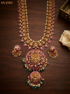 Lakshmi Motif Long Necklace Set