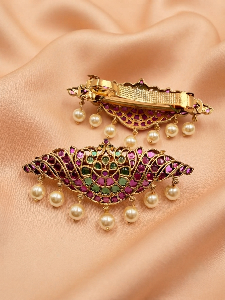 Kundan Studded Hair Barrette
