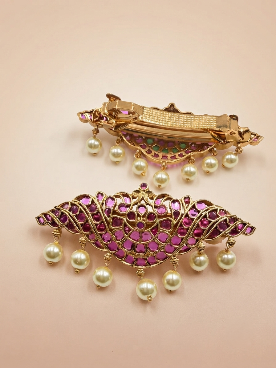 Kundan Studded Hair Barrette