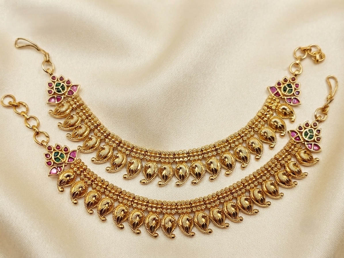 Peacock Design Kaan Chain with Floral Accent