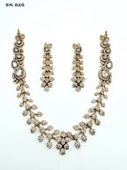 Leaf Vine Design Studded Necklace Set