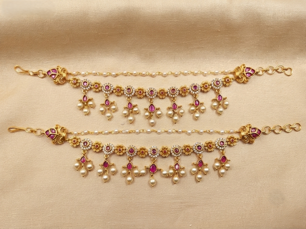 Floral KaanChain with  Pearl Drops