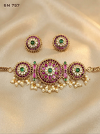 Antique Round Floral Choker with Stud