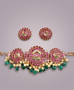 Lotus Motif Choker with Bead Drops