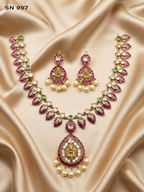 Lakshmi Ruby Leaf Necklace Set