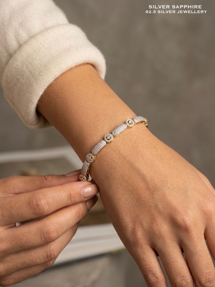 Dual-Tone Geometric Link Bracelet