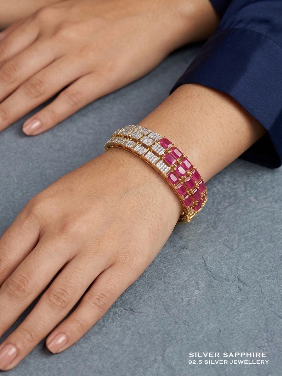 Dual-Tone Ruby  Kada Bracelet