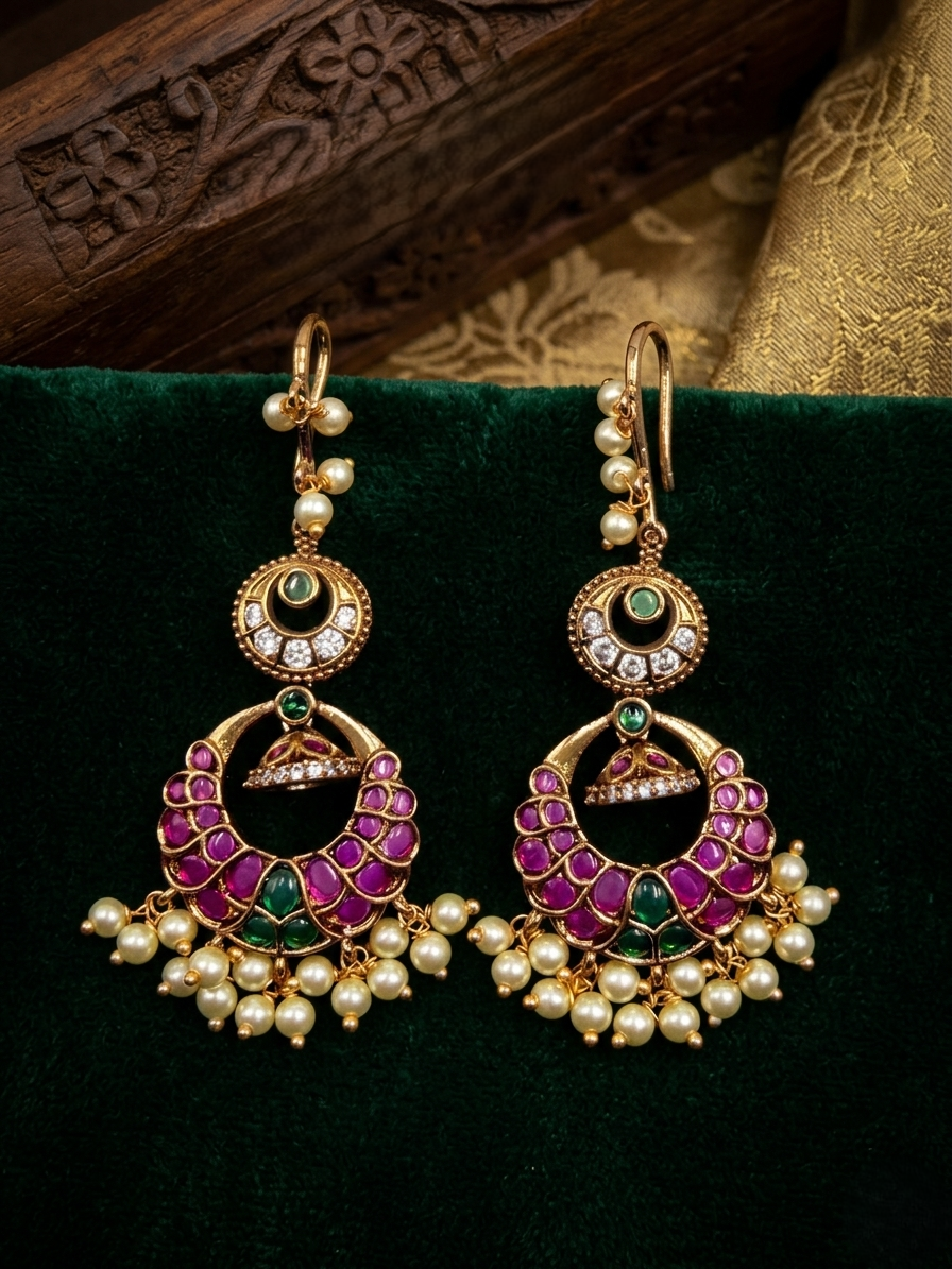 Double-tier chandbali Earrings
