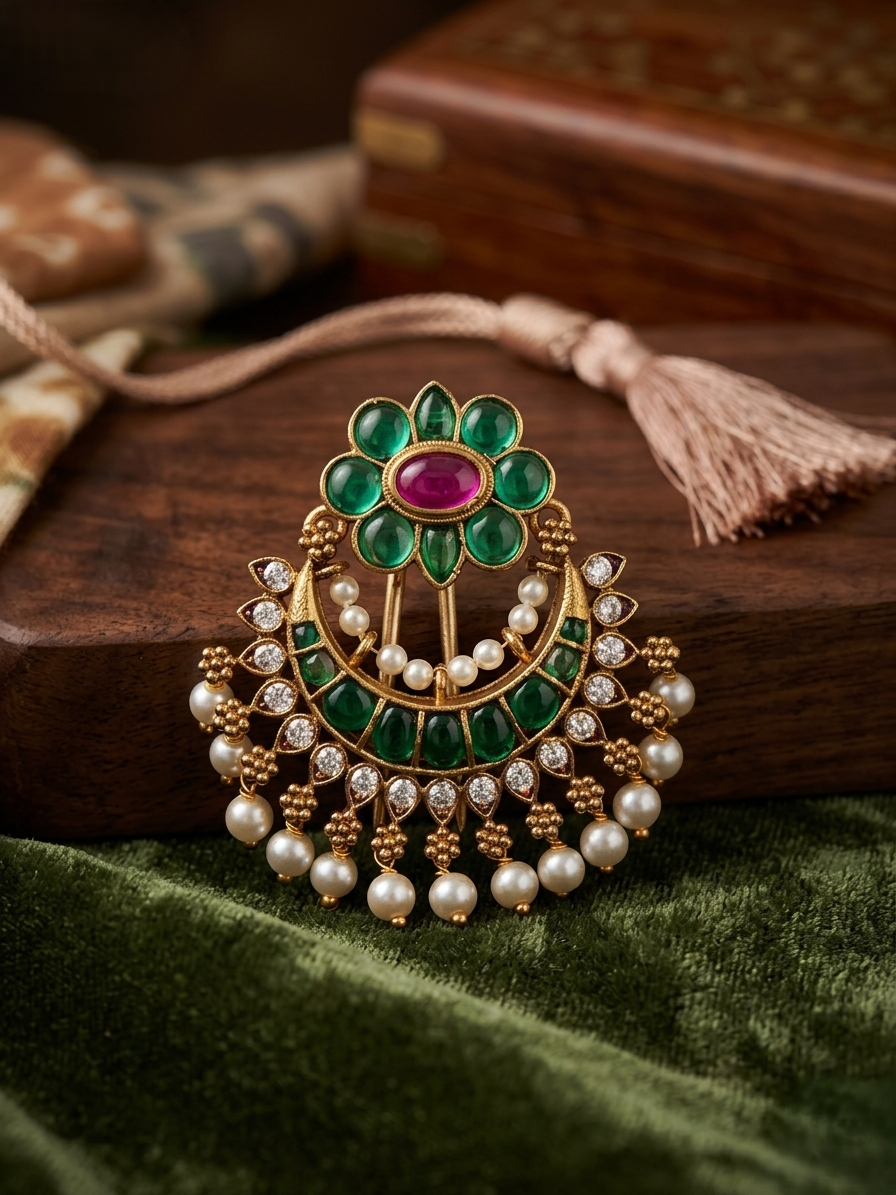 Floral Chandbali Choti