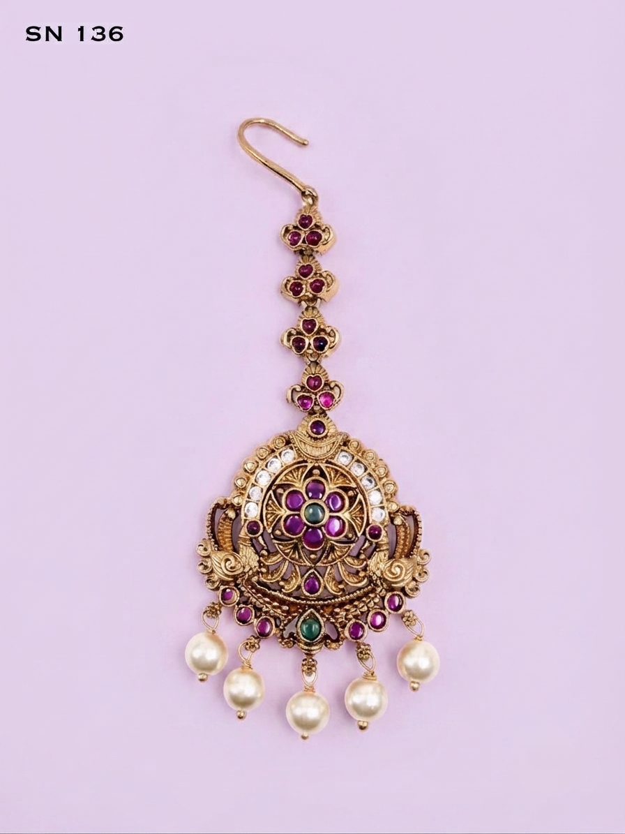 Floral Peacock Maang Tikka
