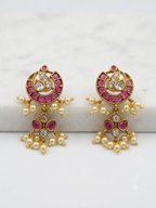Ruby & Emerald Chandbali studs