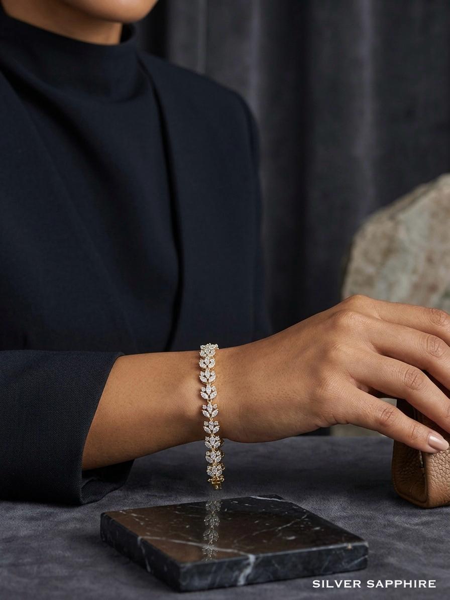 Two-Tone Laurel Leaf Bracelet