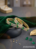 Two-Tone Emerald CZ Bangle Set