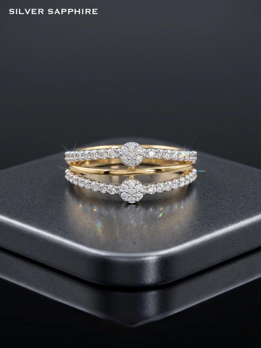 Two-Tone Double Band Halo Ring