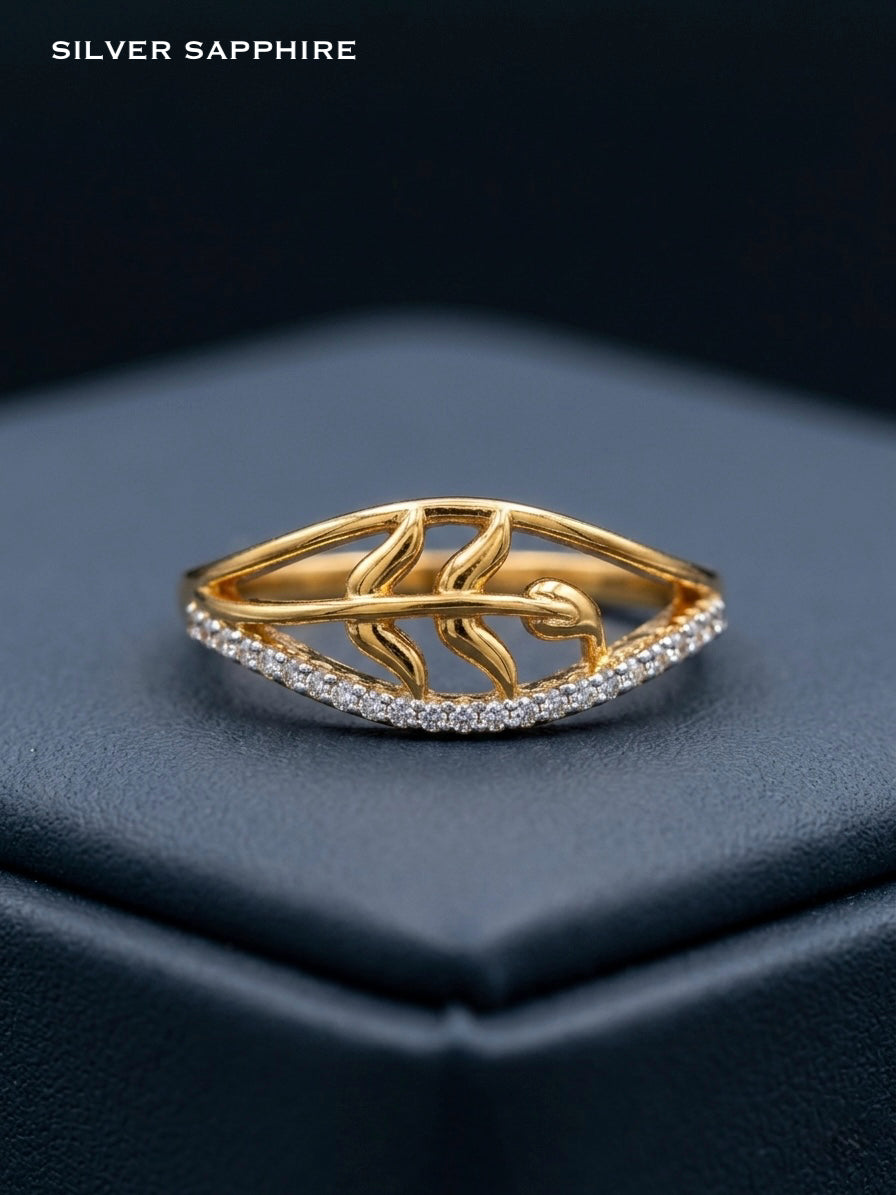 Two-Tone Feather Leaf Ring