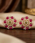 Floral Ruby Cabochon Studs