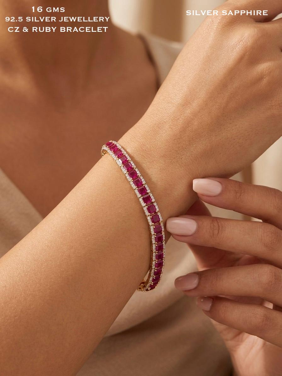 Ruby Emerald-Cut Tennis Bracelet