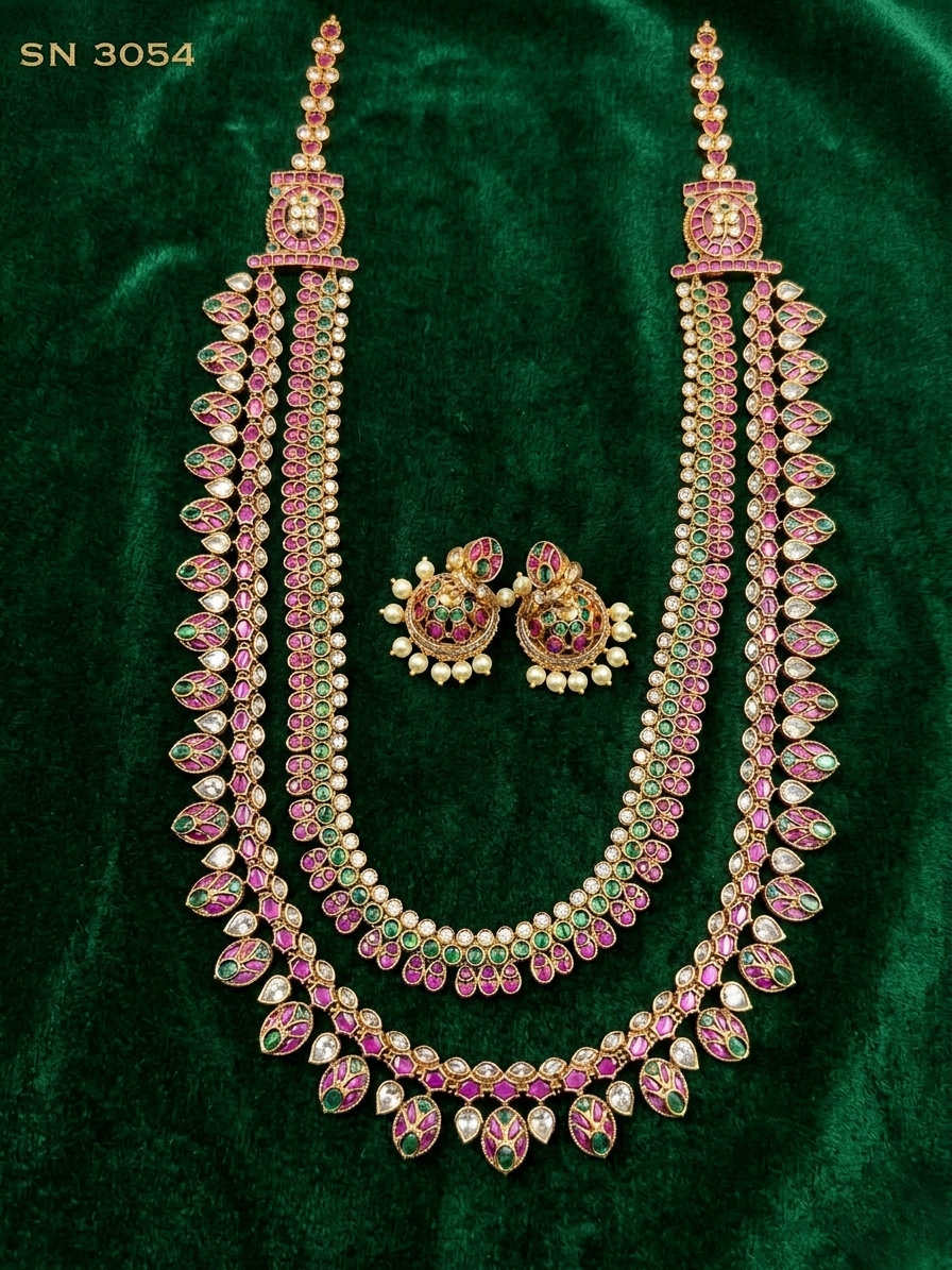 Ruby & Emerald Long Haaram Set