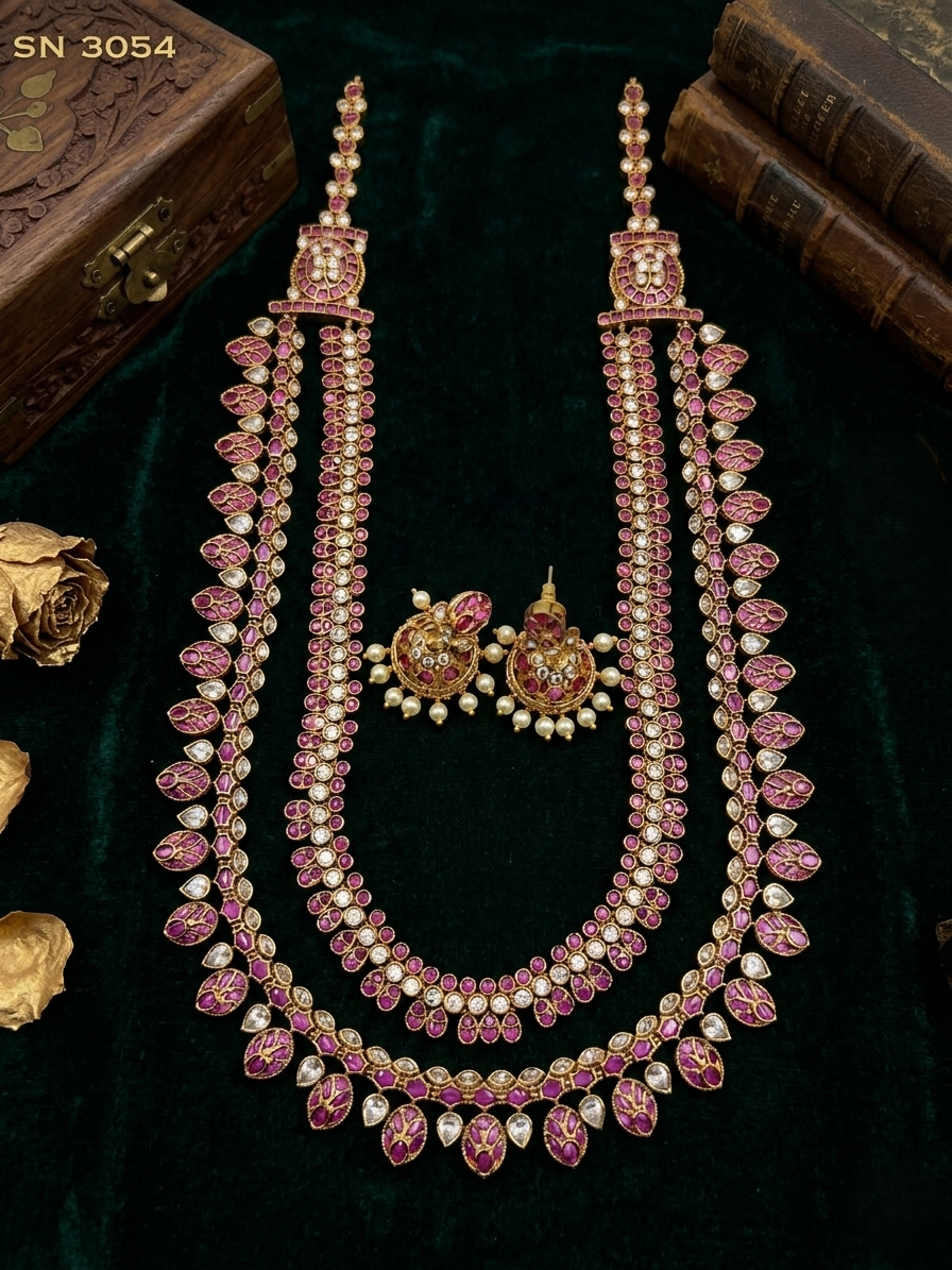 Ruby & Emerald Long Haaram Set