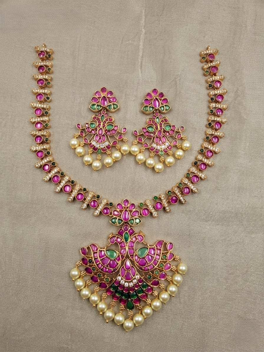 Peacock short Necklace Set