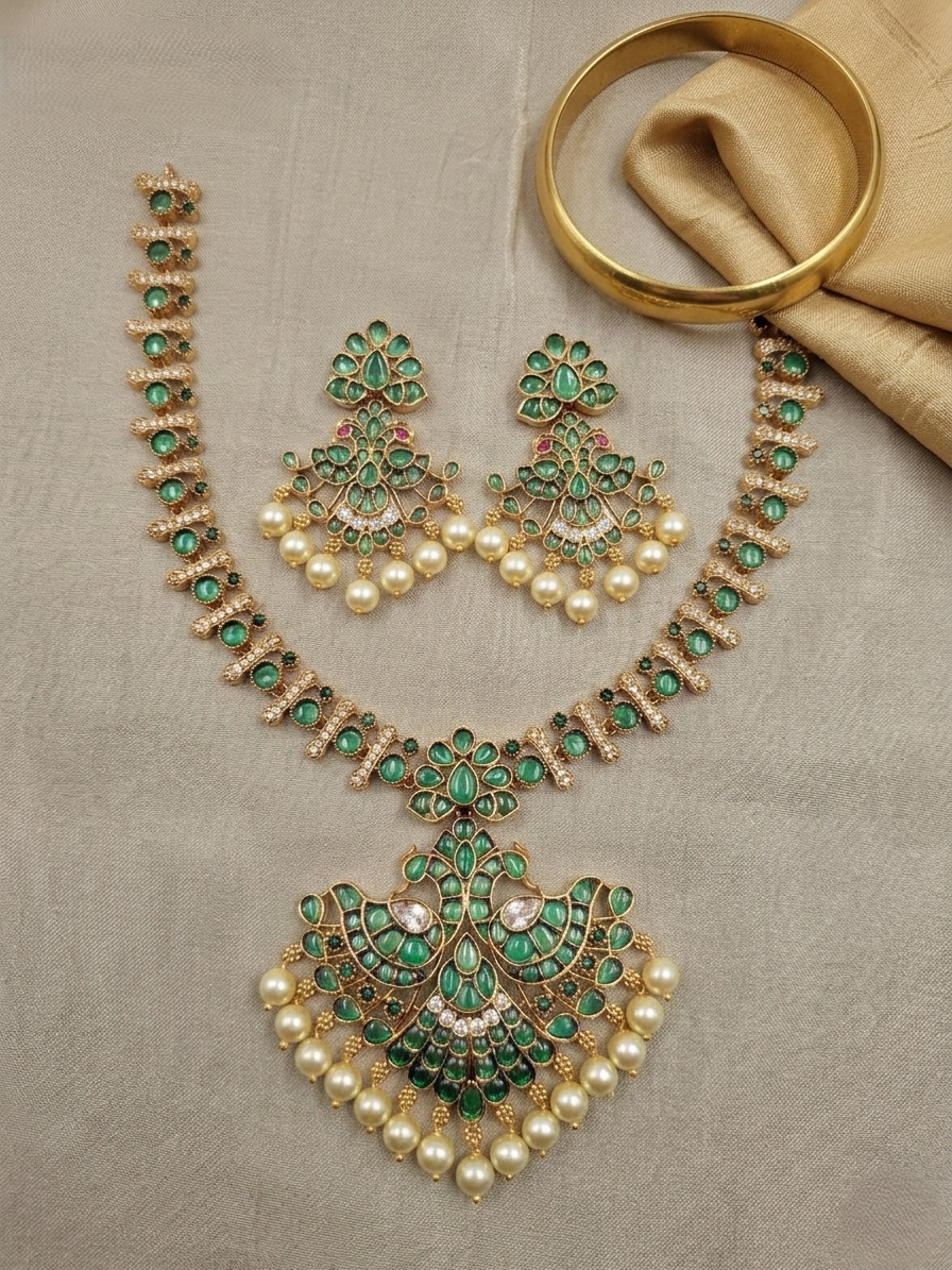 Peacock short Necklace Set