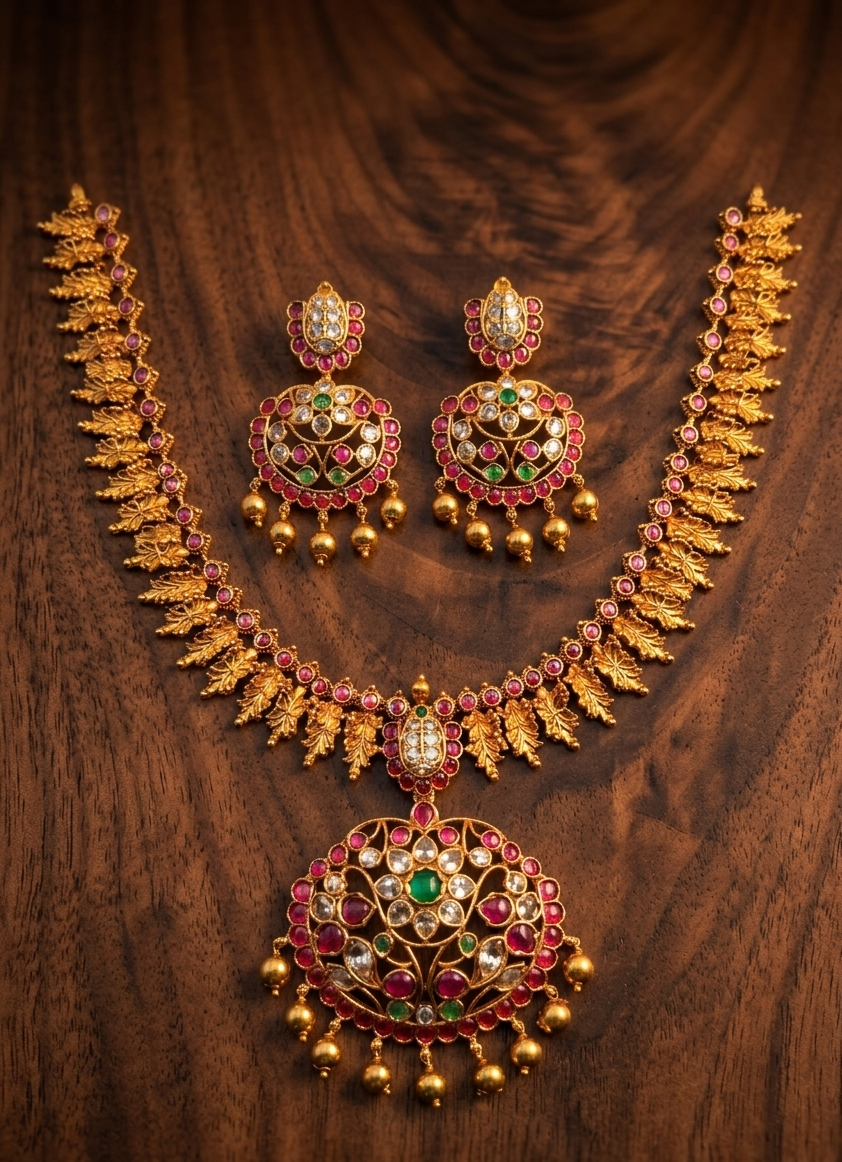 Temple Leaf Necklace Set