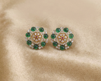 Floral Ruby Cabochon Studs