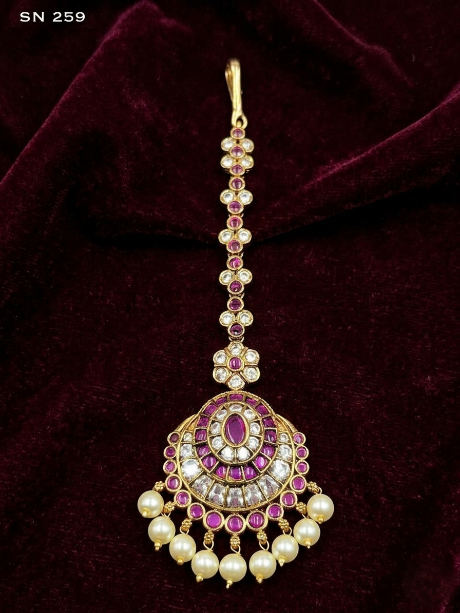 Kemp & polki bridal maang tikka