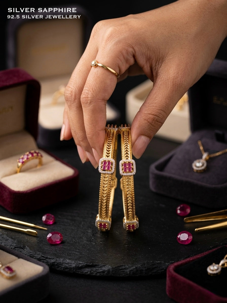 Two-Tone Ruby Kada Bangles