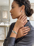 Leaf & Emerald Oval Bracelet .