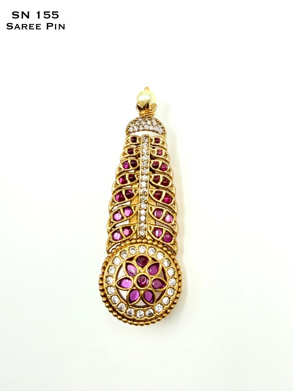 Peacock Feather Saree Pin