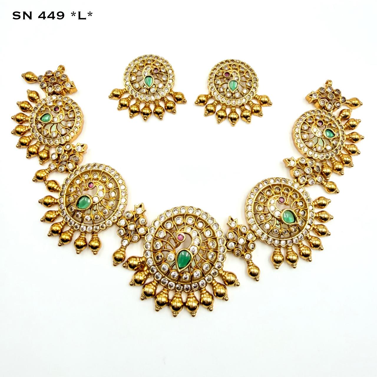 Peacock Spiral Kundan necklace Set