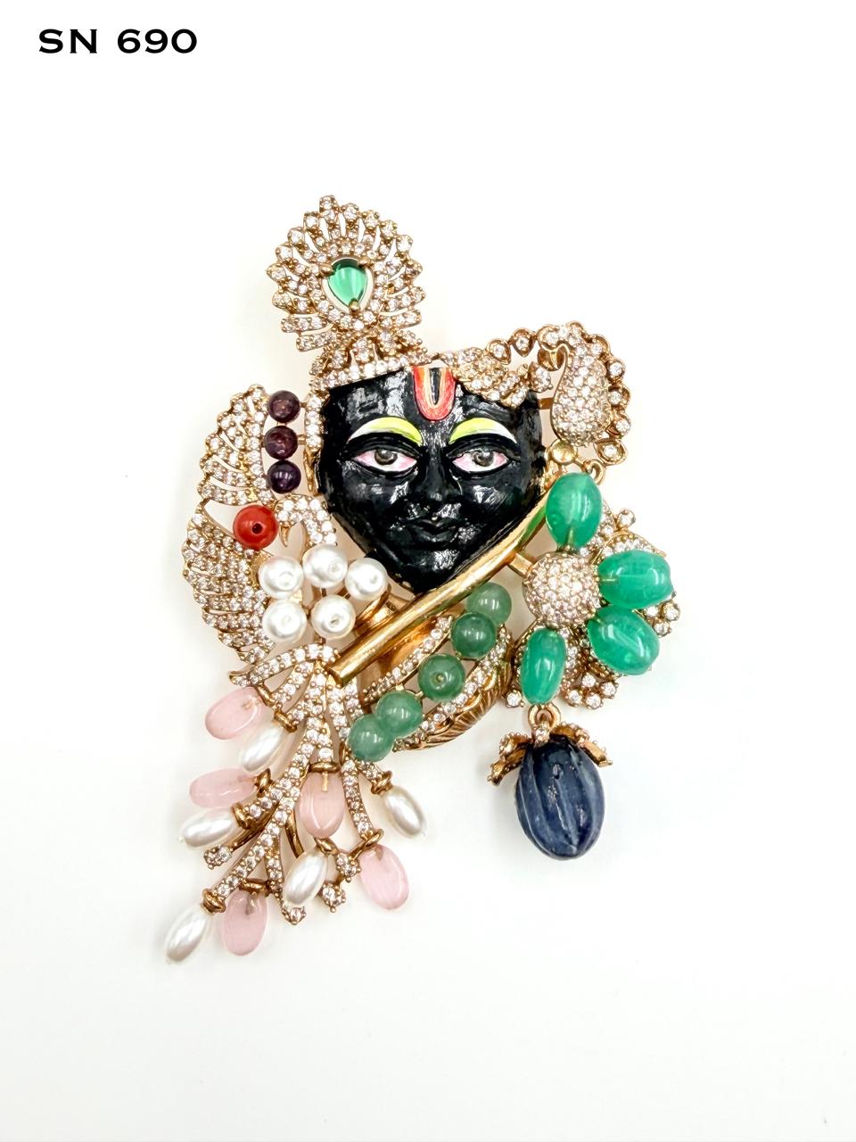Krishna Face Pendant with Multicolor Beads