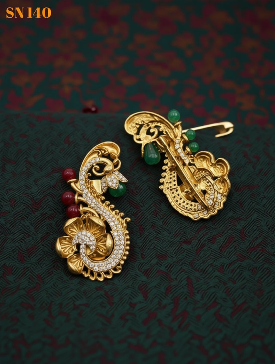 Antique  Scroll Saree Pin