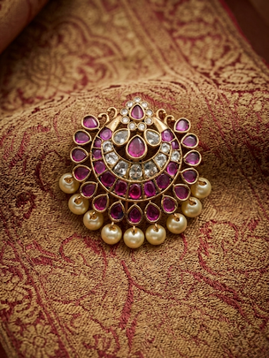 Ruby Kundan Chandbali Choti
