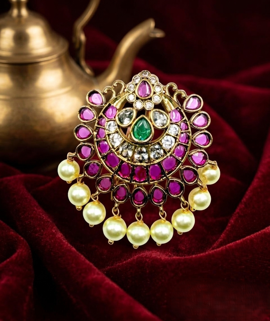 Ruby Kundan Chandbali Choti