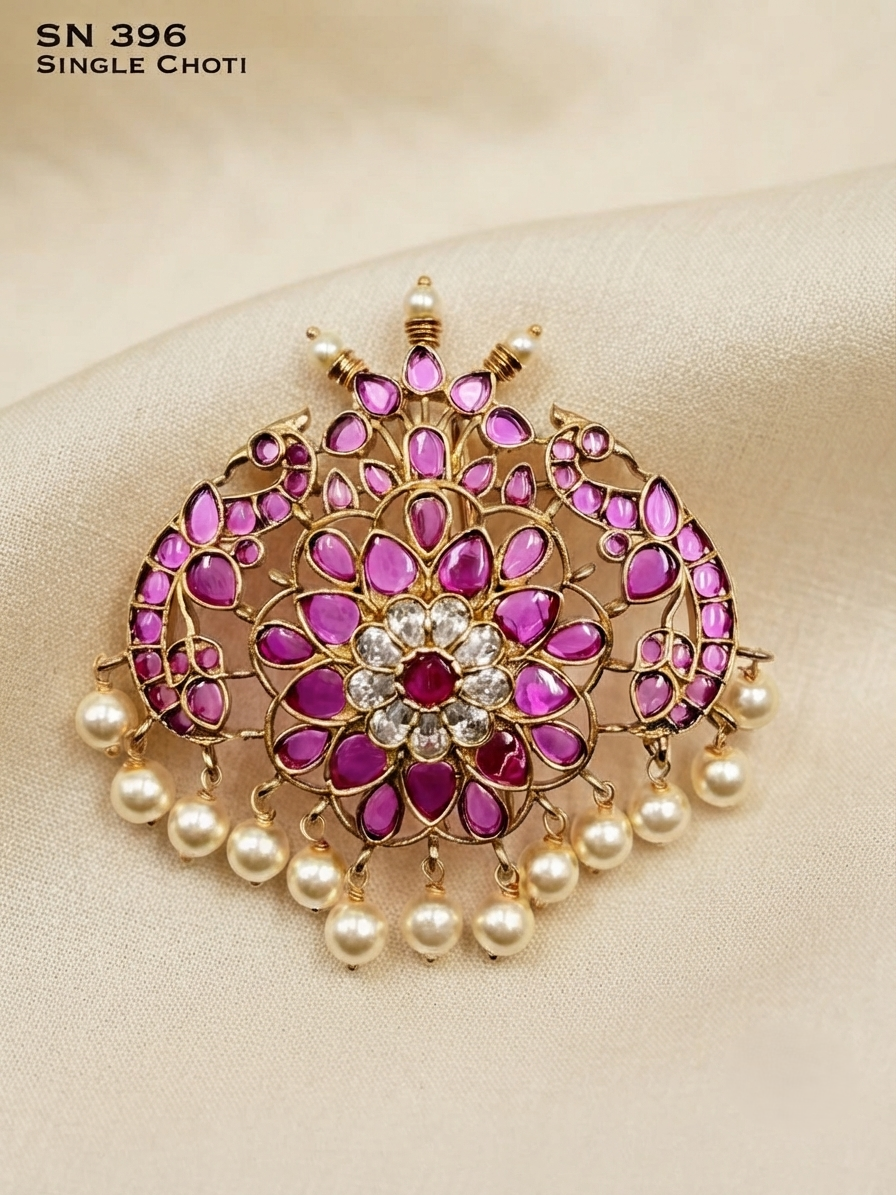 Chandbali Floral Single Choti