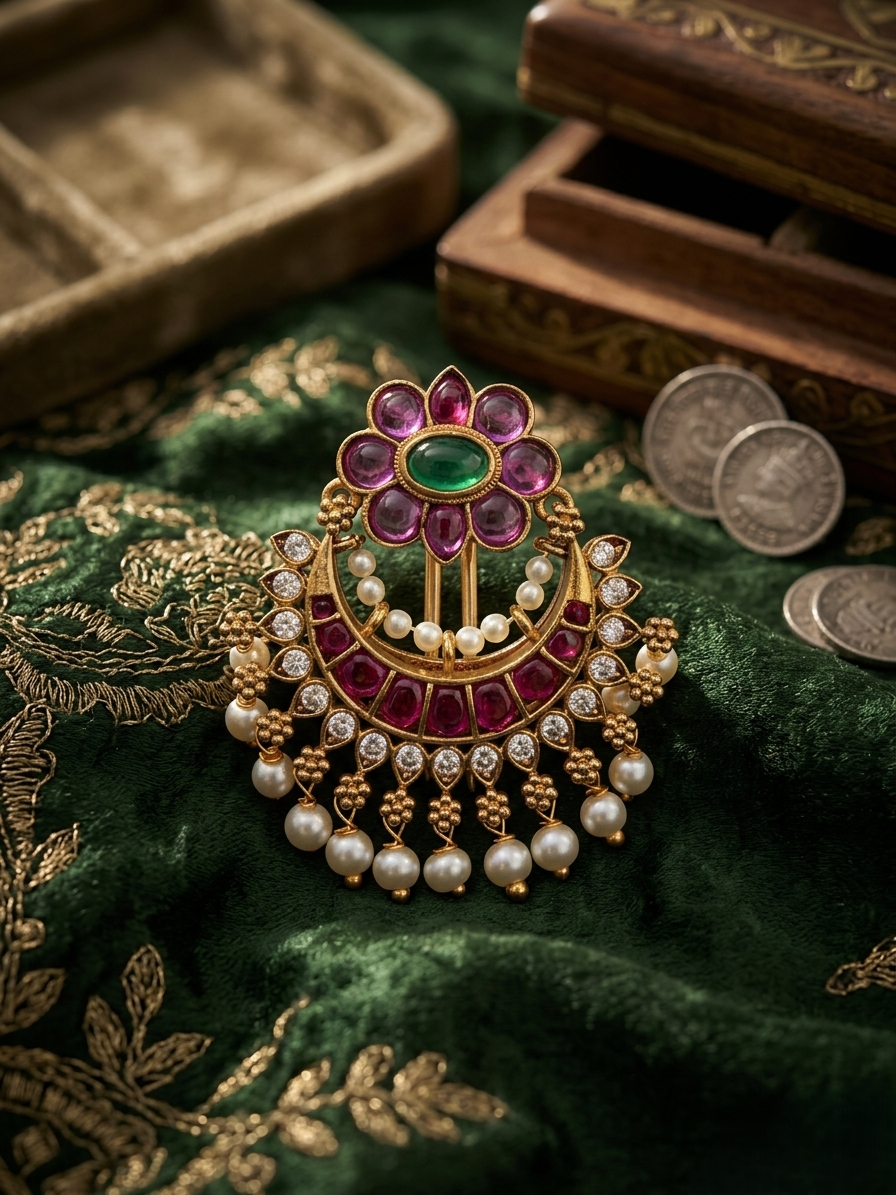 Floral Chandbali Choti