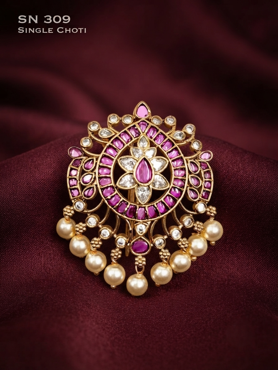 Floral Kundan Single Choti