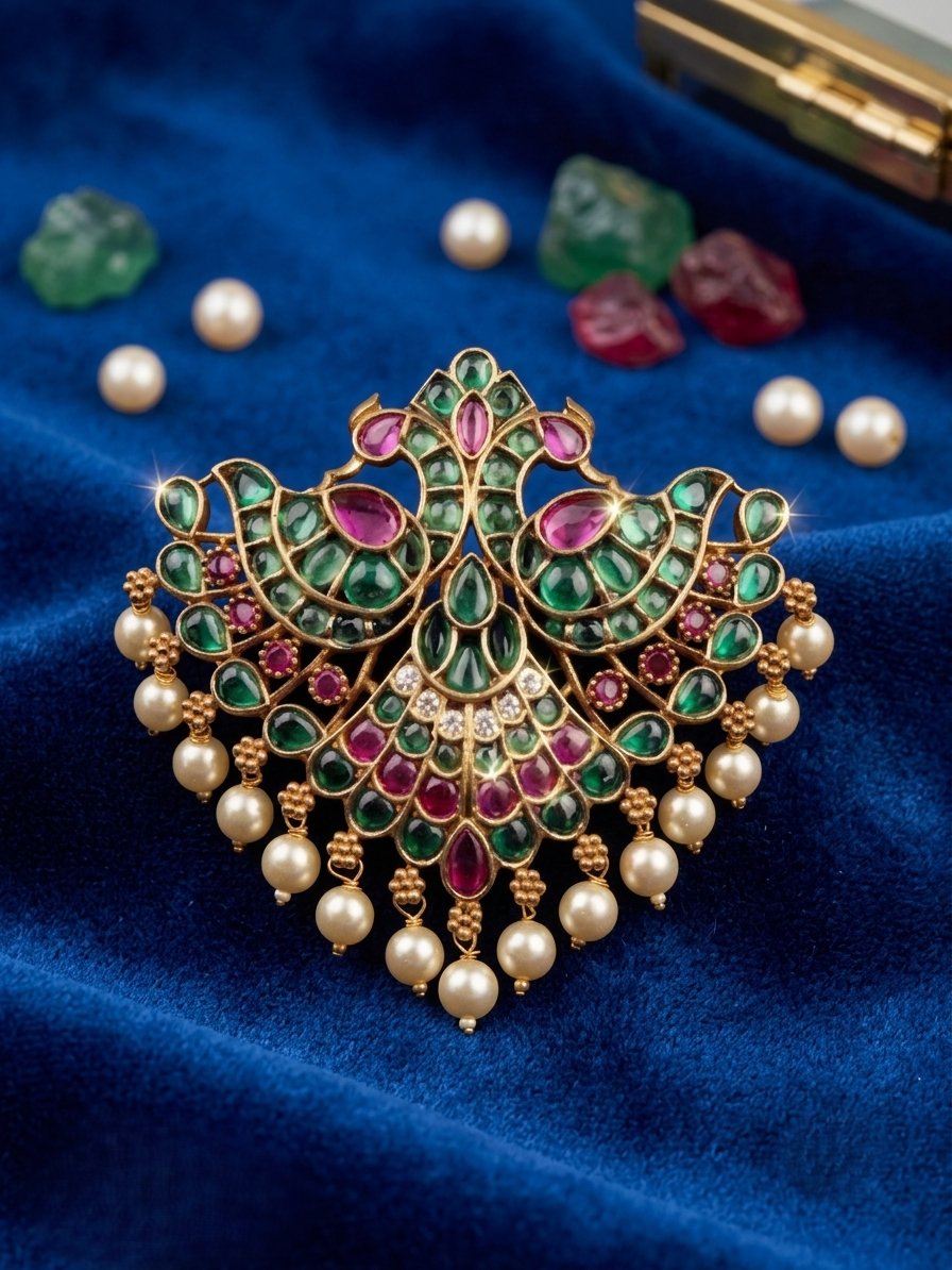 Peacock Kundan Choti