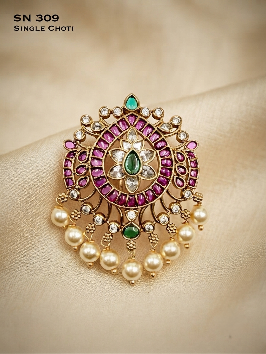 Floral Kundan Single Choti