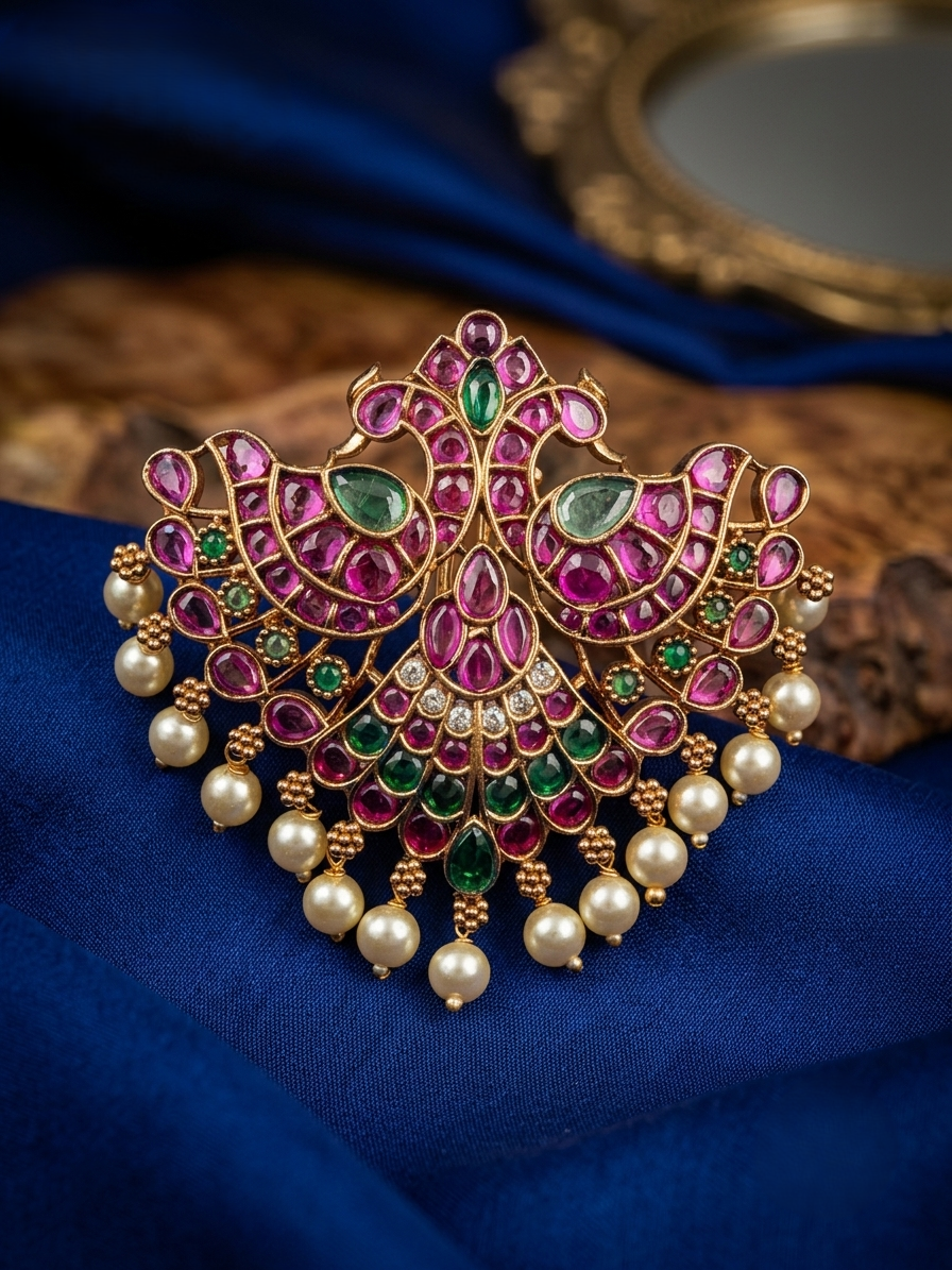 Peacock Kundan Choti