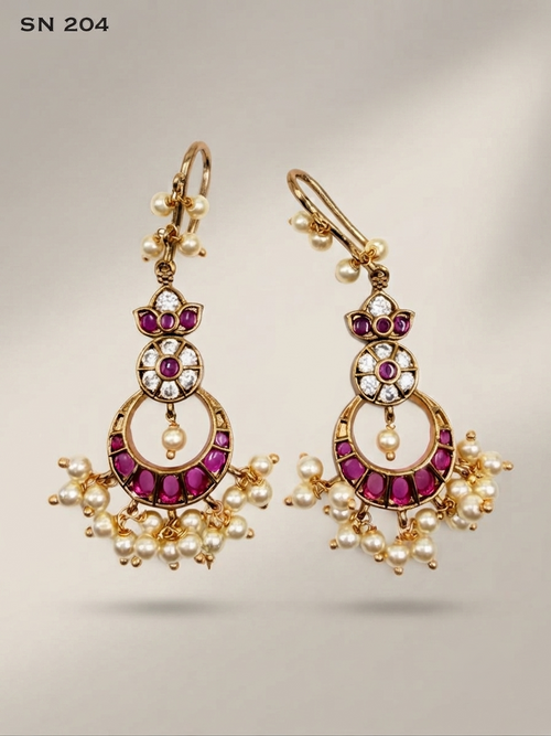 Antique Chandbali Pearl Cluster Earrings