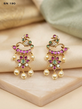 Peacock Kundan Chandbali Earrings