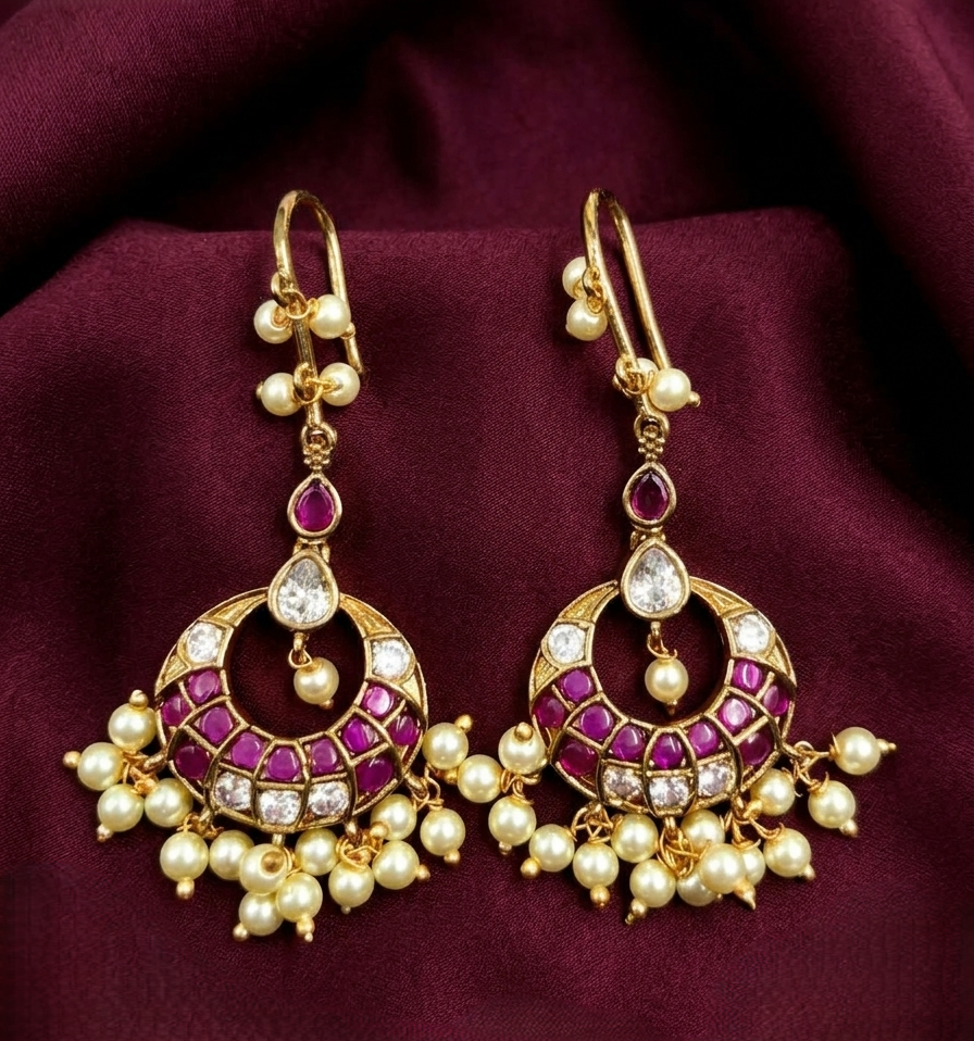 Kemp  chandbali hook earrings
