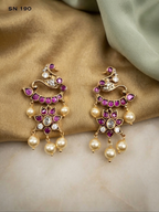 Peacock Kundan Chandbali Earrings