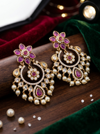 Floral kemp chandbali earrings