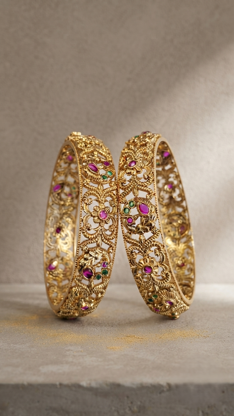 Filigree Floral Design Bangles